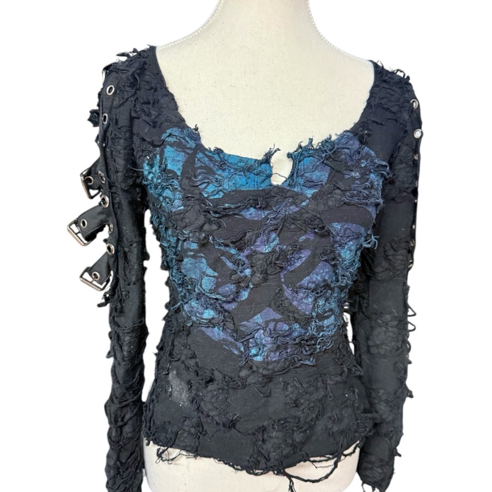 Vintage Lip Service Blue & Purple Bio Threat long sleeve top